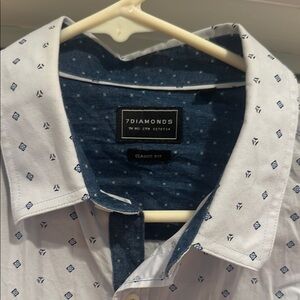 7 Diamonds Blue Casual Button Down Shirt